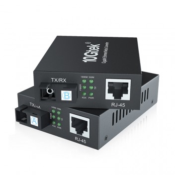 Par Media Converter A-B Bidi Gigabit Ethernet 20km (con fuente)