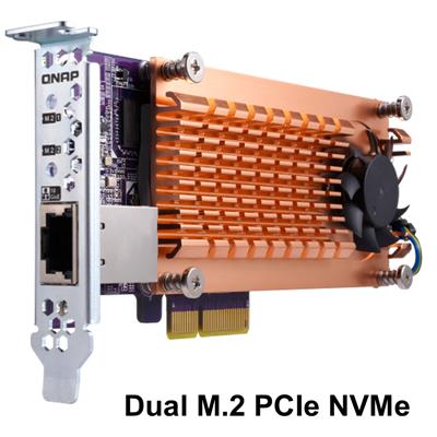 Placa NIC/SSD 1x RJ45 10GbE / 2x SSD M2 PCIe NVMe - QNAP QM2-2P10G1TA