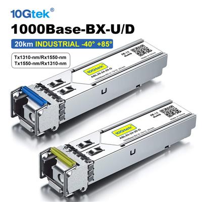 PAR de Modulos SFP BiDi 1.25G 20KM BX-U/D SMF Single-LC OEM Industrial